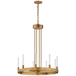Ovation 24" Wide Gold 9-Light LED Wagon Wheel Chandelier