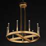 1_Ovation 24" Wide Gold 9-Light LED Wagon Wheel Chandelier
