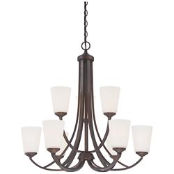 Overland Park 30" Wide Vintage Bronze 9-Light Chandelier