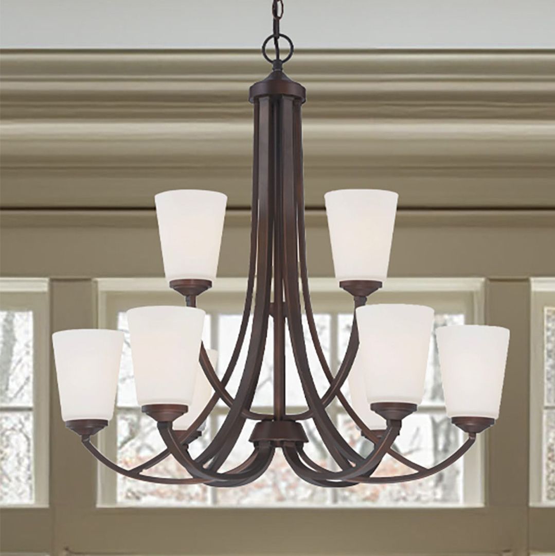 Overland Park 30" Wide Vintage Bronze 9-Light Chandelier
