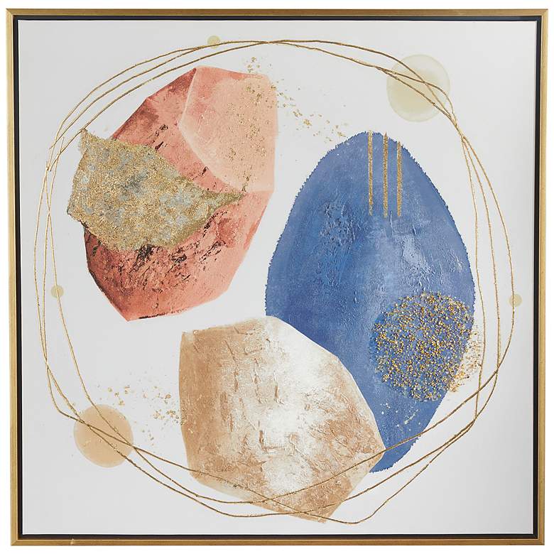 Image 1 Overlapping Circle Abstract 37" Square Framed Wall Art