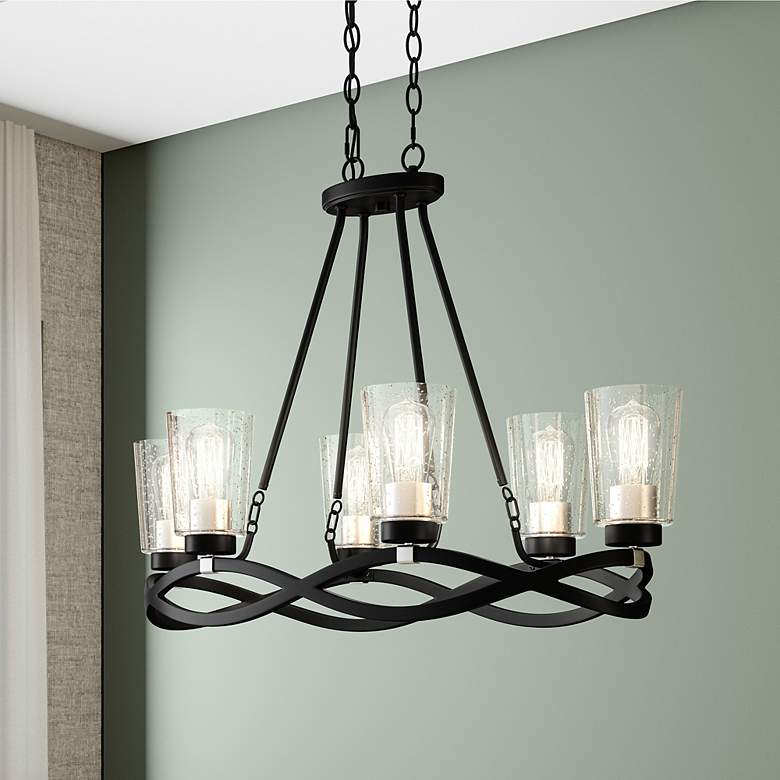 Image 1 Overlook 32 1/2"W Earth Black 6-Light Island Chandelier