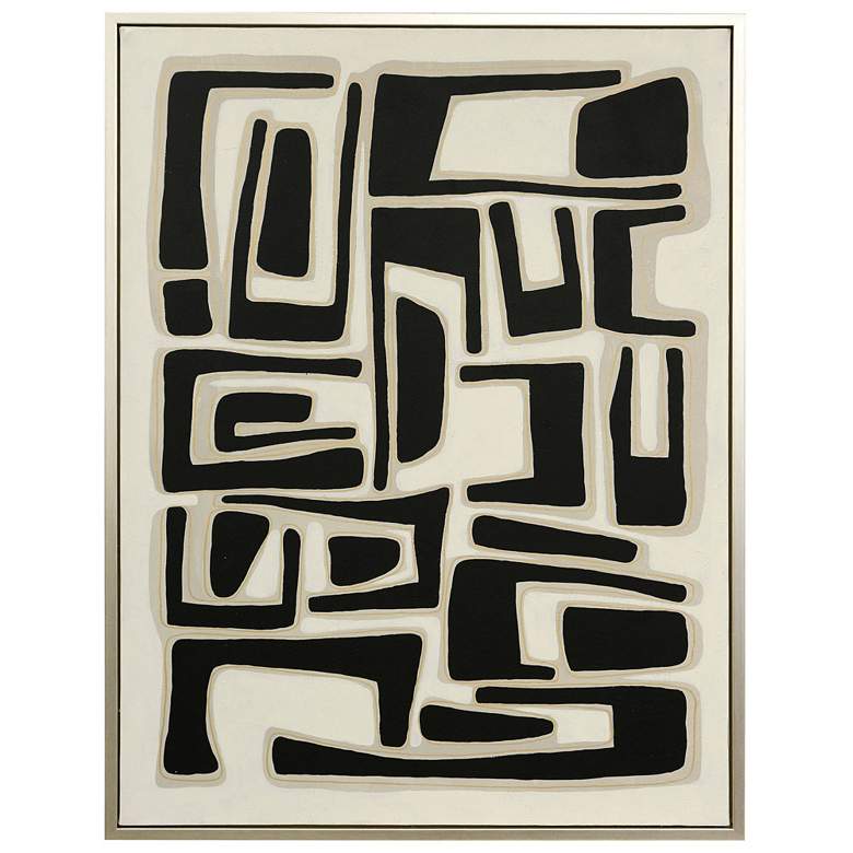 Image 1 Overnight 42" x 32" Hand Painted Abstract Framed Canvas Art