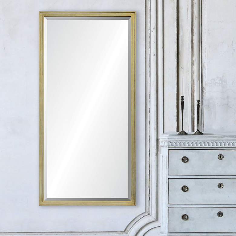 Image 1 Oversee Light Gold Leaf 30 inch x 60 inch Rectangular Wall Mirror