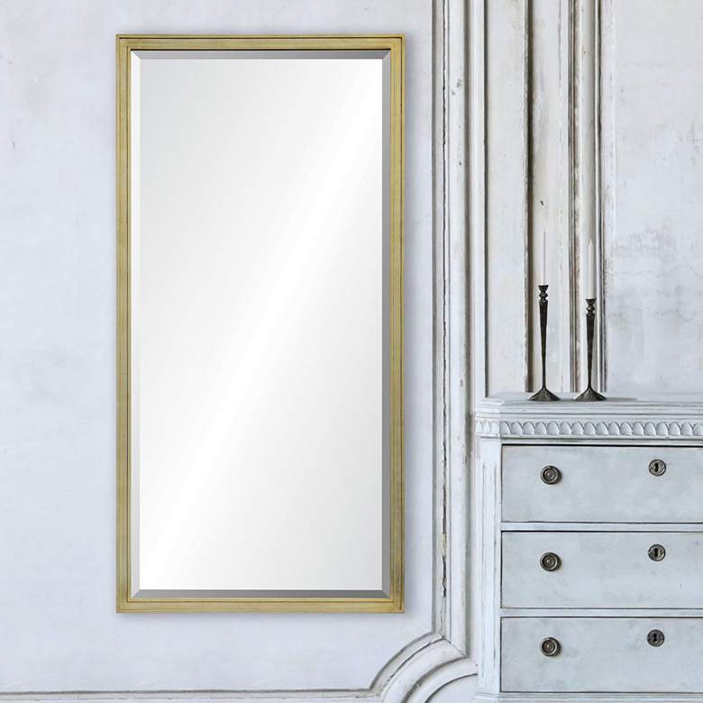 Image 1 Oversee Light Gold Leaf 30" x 60" Rectangular Wall Mirror