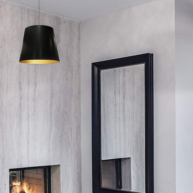 Image 3 Oversized Drum 14" Wide Black Pendant Light more views