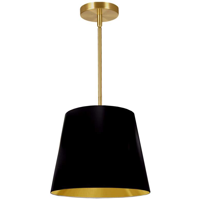 Image 1 Oversized Drum 14" Wide Small Tapered Drum Black and Gold Shade Pendan