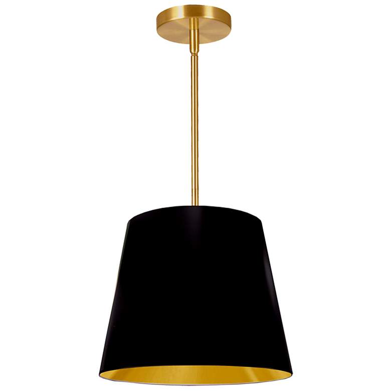 Image 2 Oversized Drum 14" Wide Small Tapered Drum Black and Gold Shade Pendan