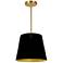 Oversized Drum 14" Wide Small Tapered Drum Black and Gold Shade Pendan