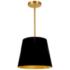Oversized Drum 14" Wide Small Tapered Drum Black and Gold Shade Pendan