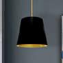 1_Oversized Drum 14" Wide Small Tapered Drum Black and Gold Shade Pendan