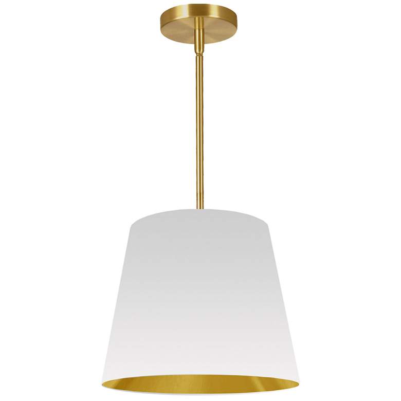 Image 1 Oversized Drum 14" Wide Small Tapered Drum White and Gold Shade Pendan