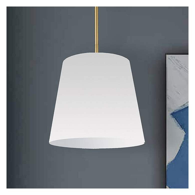 Image 1 Oversized Drum 14" Wide Small Tapered Drum White Shade Pendant
