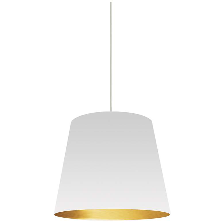 Image 1 Oversized Drum 14 inch Wide Small White and Gold Shade Pendant