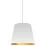 Oversized Drum 14" Wide Small White and Gold Shade Pendant