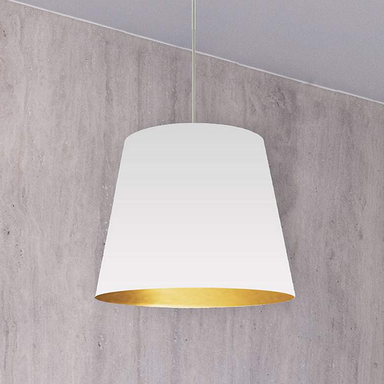 Image 1 Oversized Drum 14" Wide Small White and Gold Shade Pendant