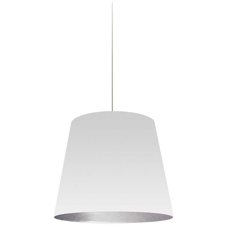 Image 1 Oversized Drum 14 inch Wide Small White and Silver Shade Pendant