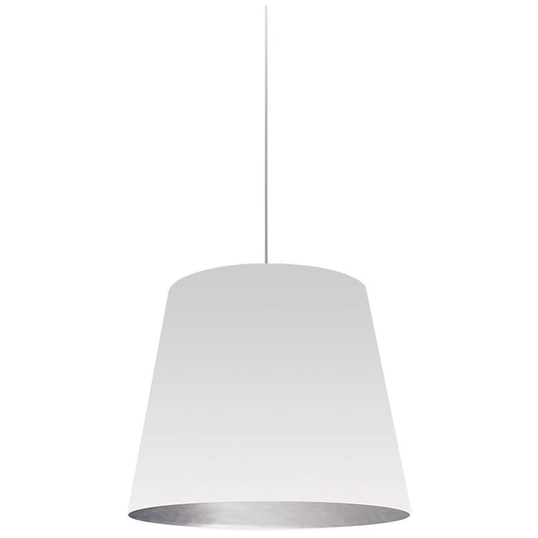 Image 1 Oversized Drum 14" Wide Small White and Silver Shade Pendant