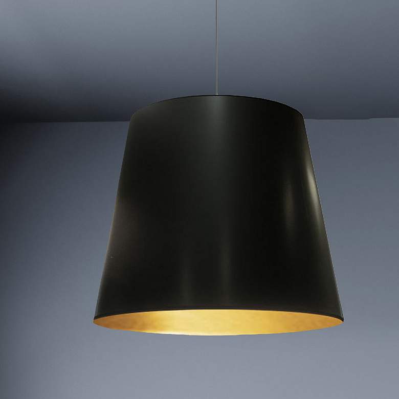 Image 1 Oversized Drum 20" Wide Medium Black and Gold Shade Pendant