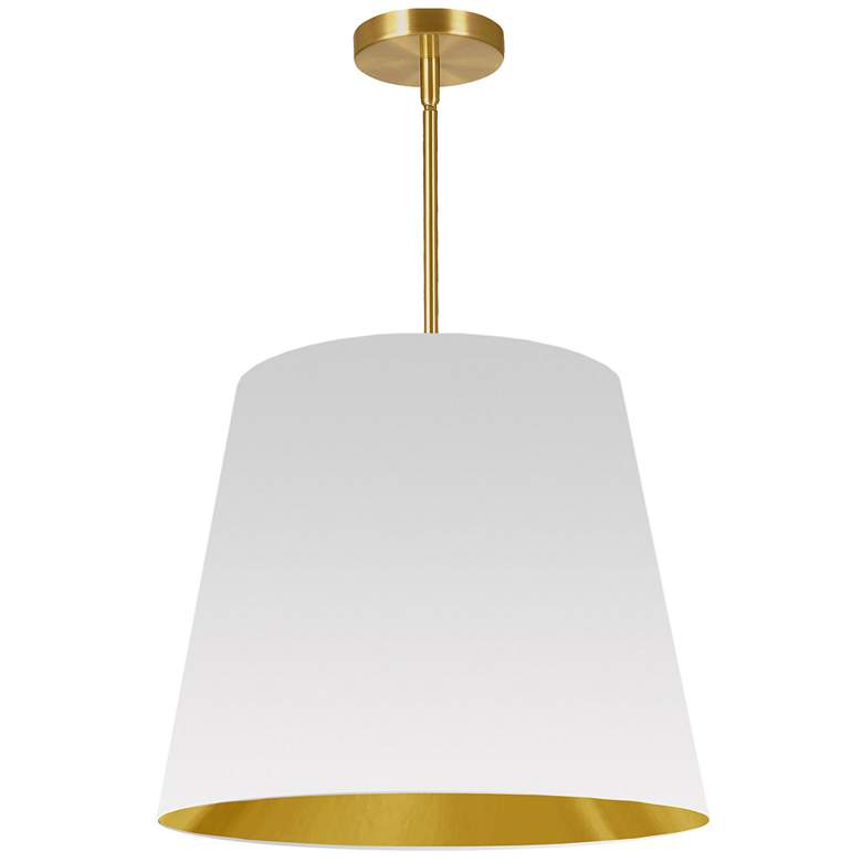 Image 1 Oversized Drum 20" Wide Medium Tapered Drum White and Gold Shade Penda