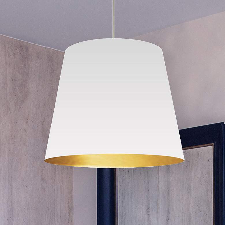 Image 1 Oversized Drum 20" Wide Medium White and Gold Shade Pendant
