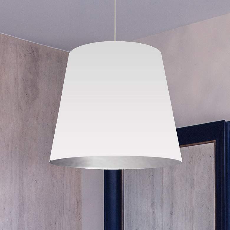 Image 1 Oversized Drum 20" Wide Medium White and Silver Shade Pendant