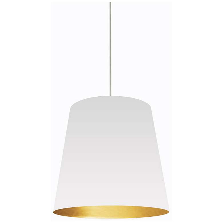 Image 2 Oversized Drum 20"W Chrome and White Fabric Pendant Light