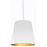 2_Oversized Drum 20"W Chrome and White Fabric Pendant Light
