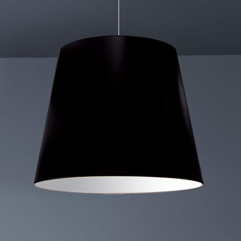 Image 1 Oversized Drum 20"W Polished Chrome and Black Pendant Light