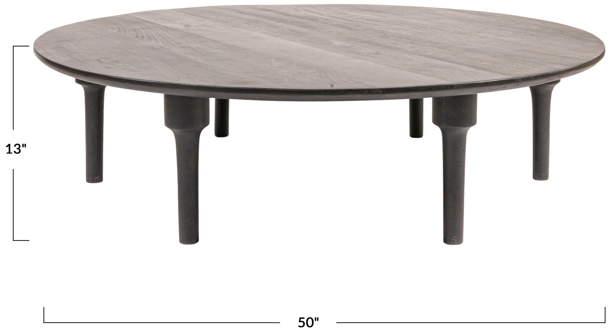 Image 3 Oversized Round Mango Wood Coffee Table, Black Finish more views