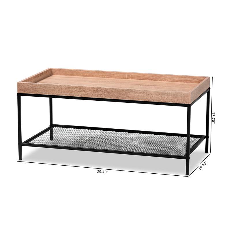 Image 7 Overton 39 1/2 inch Wide Oak Brown Black Rectangular Coffee Table more views