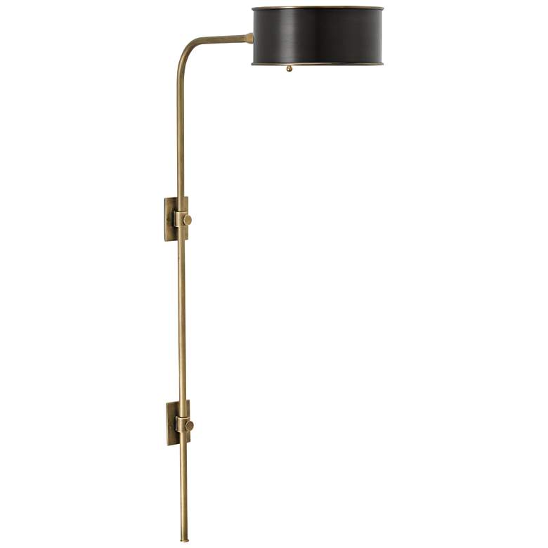 Image 1 Overture Antique Brass and Black Plug-In Wall Lamp