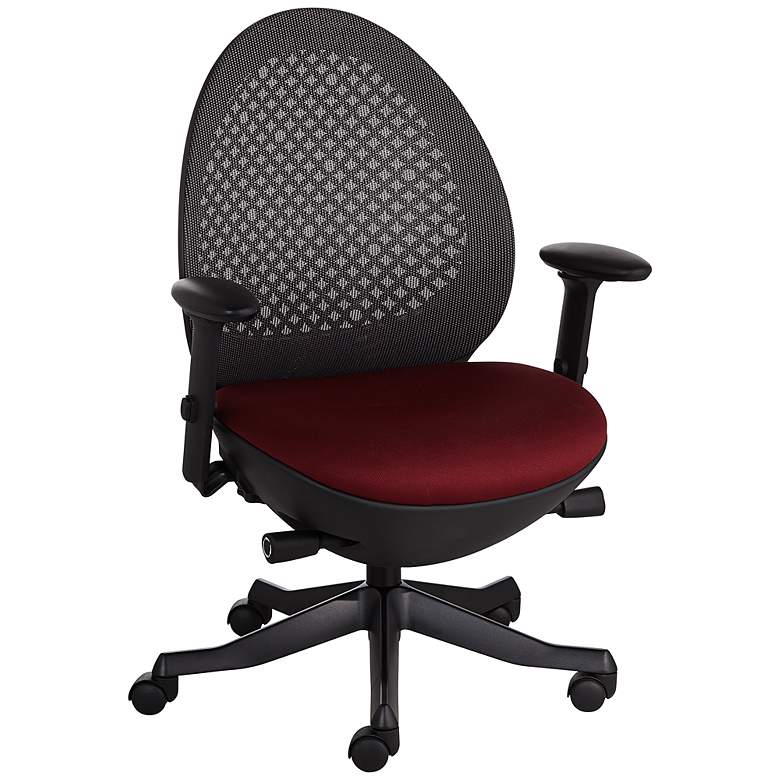 Image 1 Ovo Burgundy and Black Mesh Back Adjustable Office Chair