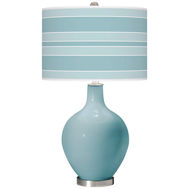 Image 2 Ovo Raindrop Blue Bold Stripe Shade Modern Table Lamp