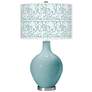 Ovo Raindrop Blue Table Lamp with Gardenia Shade