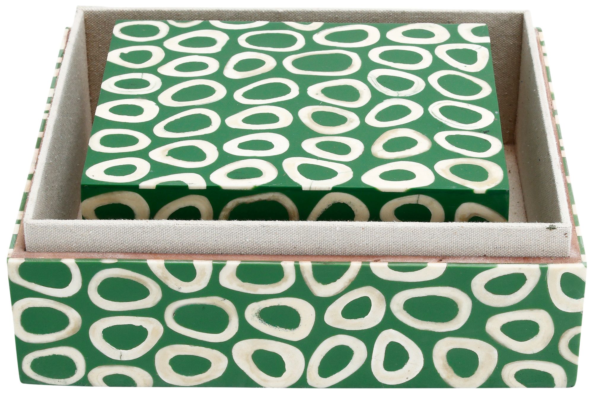 Image 5 Ovoid Green, White Rectangular Box - Set of 2 more views