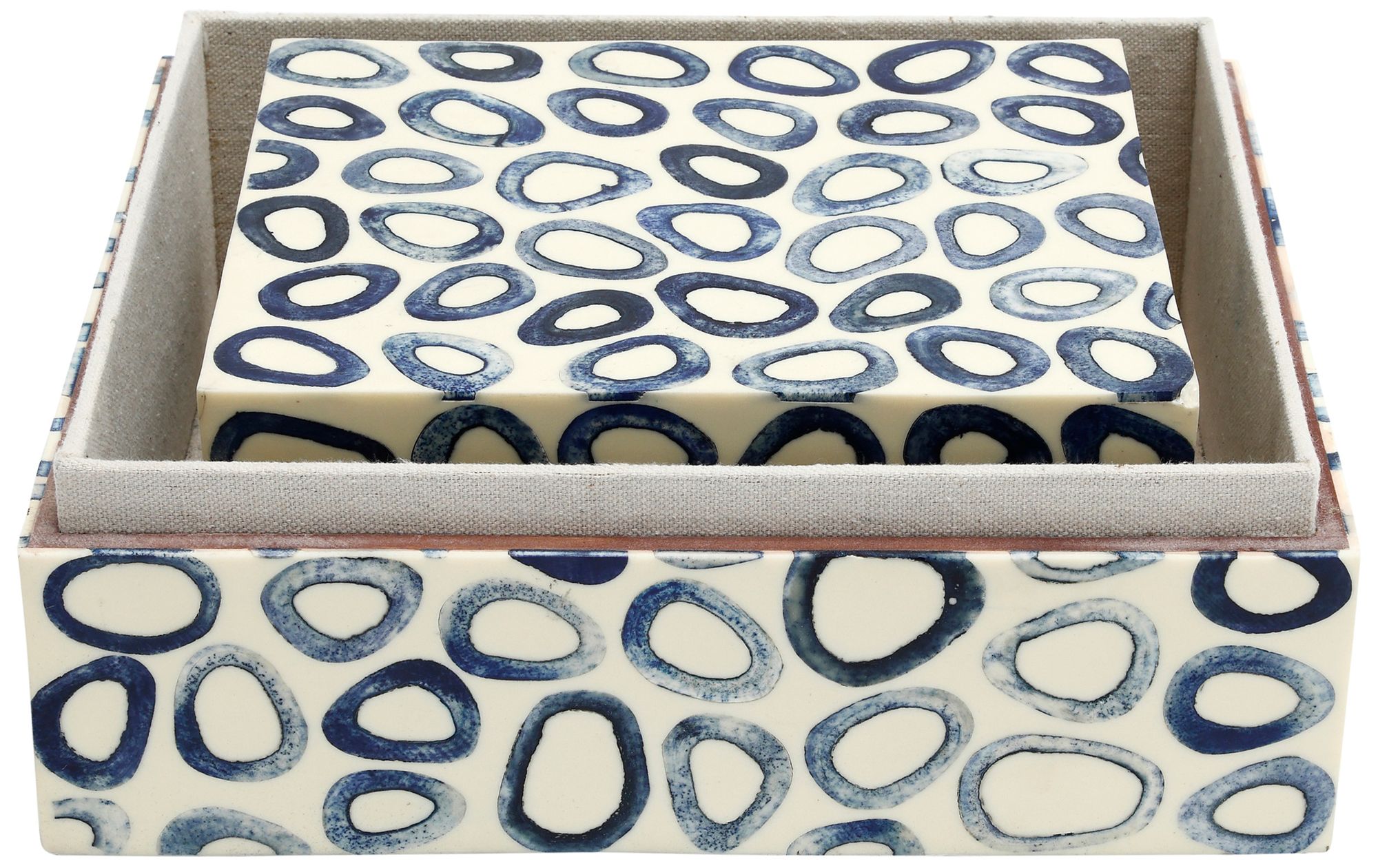Image 6 Ovoid White, Blue Rectangular Box - Set of 2 more views