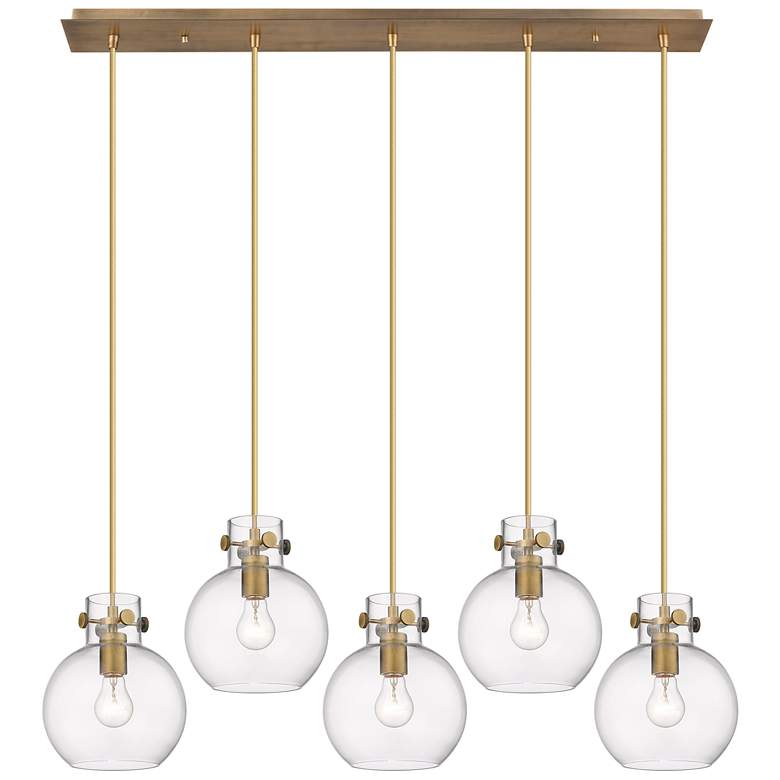 Image 1 Owego 12.63" Wide 3 Light Brushed Brass Multi Pendant With Clear Shade