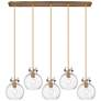 Owego 12.63" Wide 3 Light Brushed Brass Multi Pendant With Clear Shade