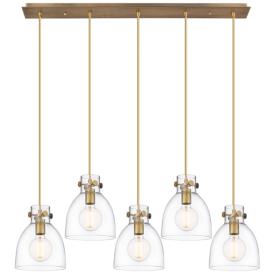 Owego 15.75" Wide 6 Light Brushed Brass Multi Pendant w/ Light Smoke S Owego 15.75" Wide 6 Light Brushed Brass Multi Pendant w/ Light Smoke S