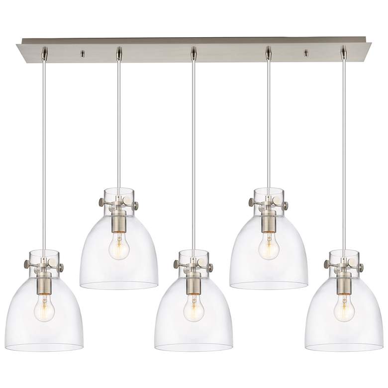 Image 1 Owego 15.75" Wide 6 Light Polished Nickel Multi Pendant With Clear Sha