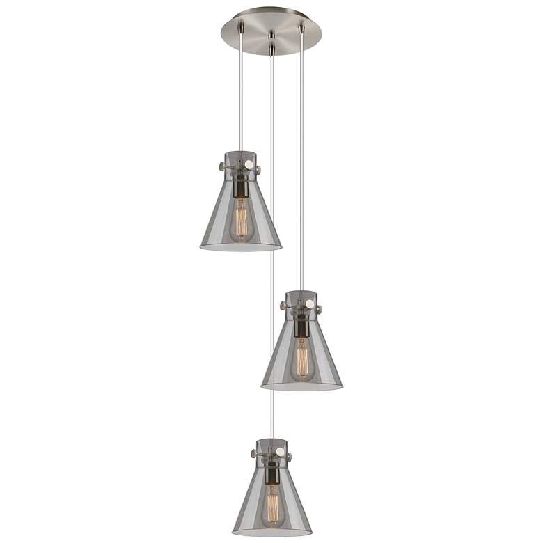 Image 1 Owego 15.75"W 6 Light Polished Nickel Multi Pendant w/ Light Smoke Sha