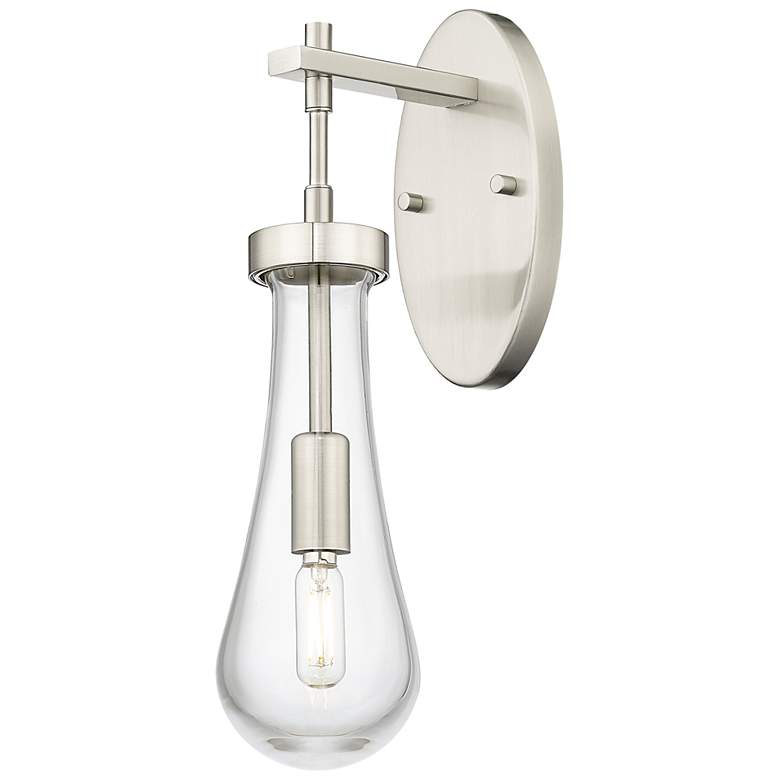 Image 1 Owego 16 1/4" High Satin Nickel and Clear Glass Wall Sconce
