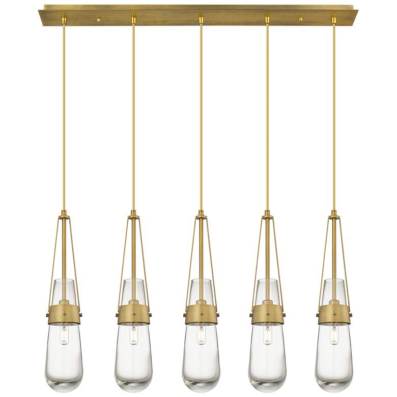 Image 1 Owego 19.25" Wide 9 Light Brushed Brass Multi Pendant w/ Light Smoke S
