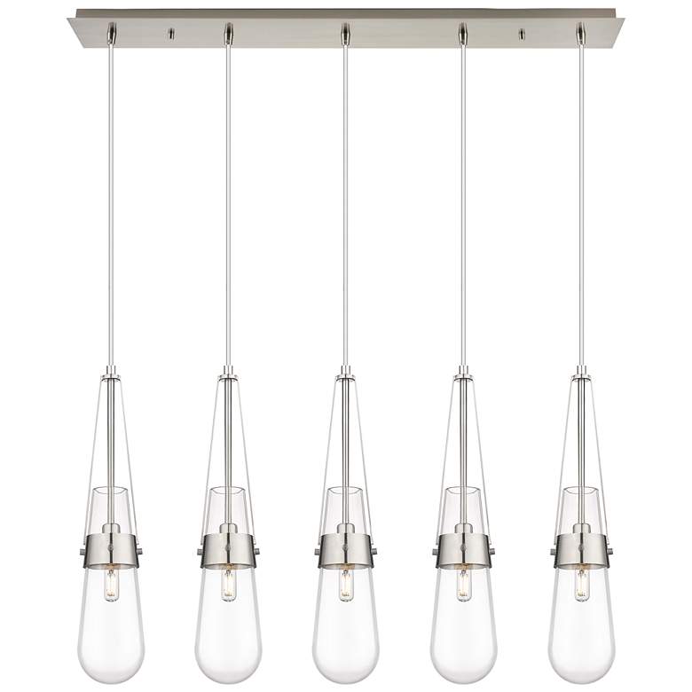Image 1 Owego 19.25" Wide 9 Light Matte Black Multi Pendant With Clear Shade