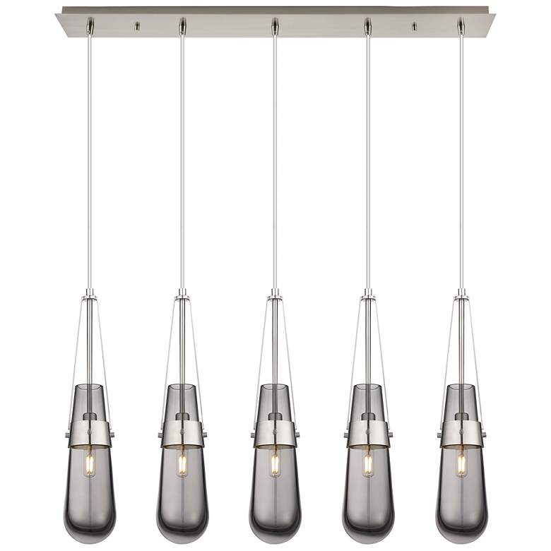 Image 1 Owego 19.25" Wide 9 Light Matte Black Multi Pendant With Light Smoke S