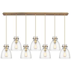 Owego 24.38" Wide 12 Light Brushed Brass Multi Pendant With Clear Shad Owego 24.38" Wide 12 Light Brushed Brass Multi Pendant With Clear Shad