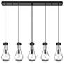 Owego 37" Wide 5 Light Matte Black Linear Pendant With Clear Shade