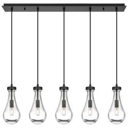 Owego 37&quot; Wide 5 Light Matte Black Linear Pendant With Clear Shade