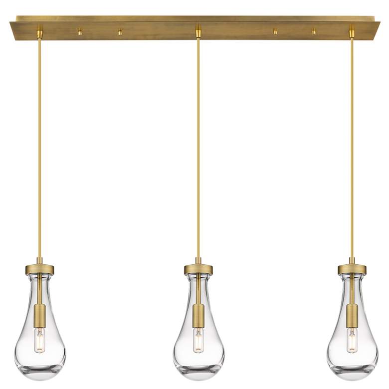 Image 1 Owego 37" Wide Brushed Brass 3-Light Linear Pendant